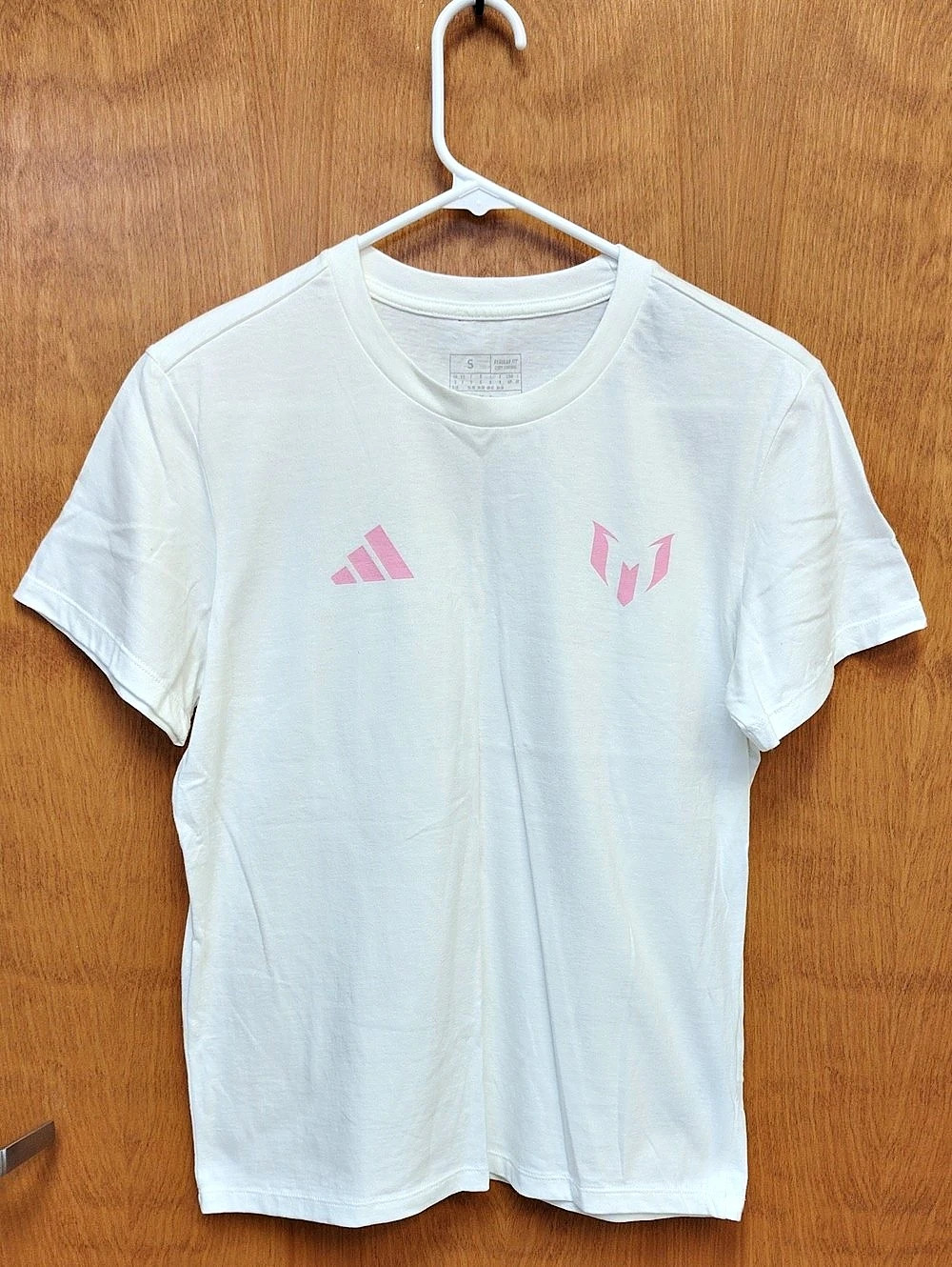 Adidas Women's Messi 10 Soccer Graphic T-Shirt in White & Pink Size Small NWT